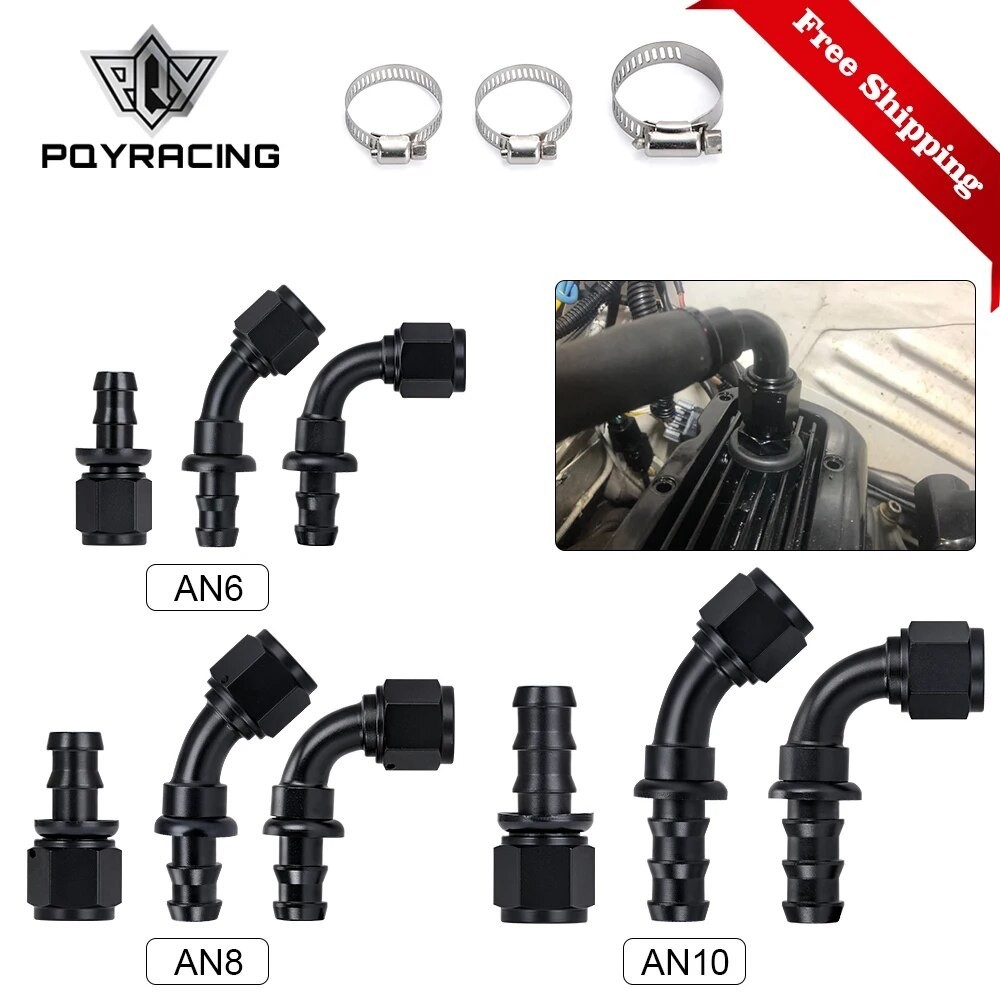 Universal AN6 AN8 AN10 Push-on Hose End Fittings Fuel Oil Cooler Hose Fitting 0 45 90 180 Degree Reu