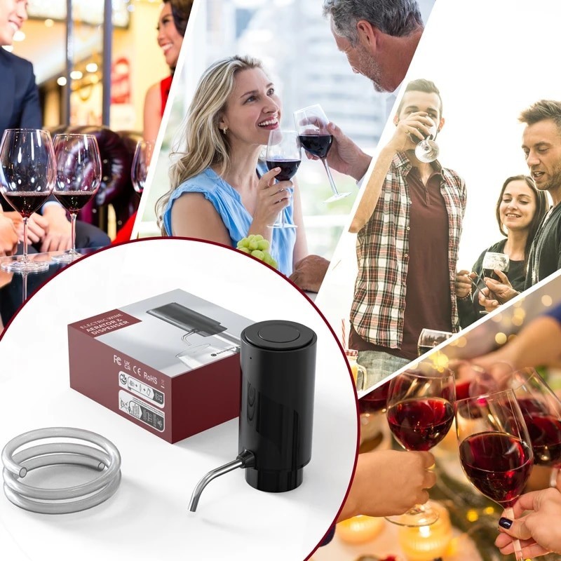 เครื่องจ่ายไวน์ เครื่องเติมอากาศไวน์ แบบไฟฟ้า พร้อมระบบเติมอากาศ Electric  Portable Wine Decanter Dispenser Pump ราคา ถูกที่สุด ดีลบีเคเค แกลเลอรีภาพที่ 8
