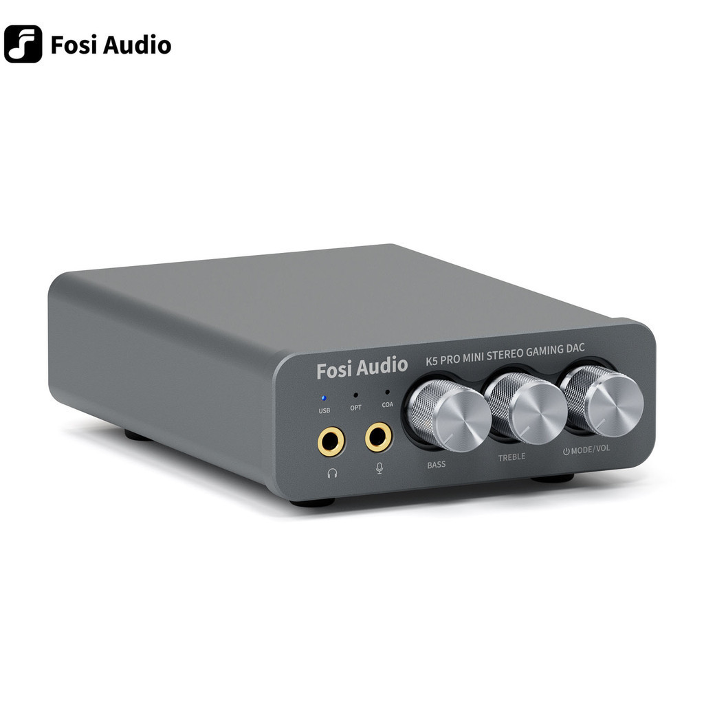 Fosi Audio K5 PRO USB DAC พร้อมไมโครโฟน เครื่องขยายเสียงหูฟัง Mini Audio DAC สําหรับ PS5 Desktop Powered Active Speakers