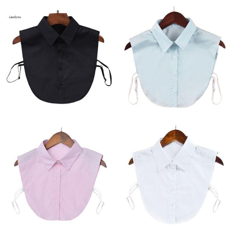 ✿ คอปกเสื้อเชิ้ตปลอม แบบครึ่งแขน ถอดออกได้ สีพื้น สําหรับตกแต่งเสื้อผ้า