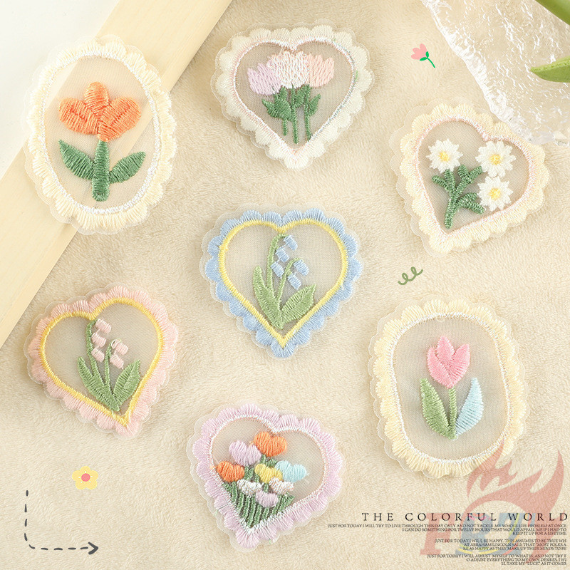 ❀ แผ่นแพทช์ลูกไม้ ลายดอกไม้ ❀ แผ่นแพทช์ ปักลาย สําหรับตกแต่งเสื้อผ้า DIY จํานวน 1 ชิ้น