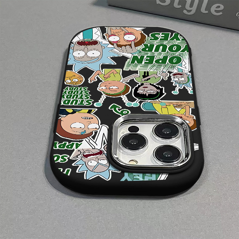 เคสโทรศัพท์มือถือ ซิลิโคนนุ่ม ผิวด้าน แต่งรูกลวง ขนาดใหญ่ ลายริคตลก สําหรับ IPhone 7 8 Plus 11 12 13 14pro 15 Pro Max XR X XS Max SE 2020