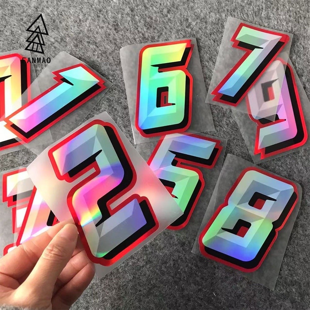 Fanmao สติกเกอร์สะท้อนแสง ตัวเลข DIY สําหรับตกแต่งหมวกกันน็อค รถจักรยานยนต์