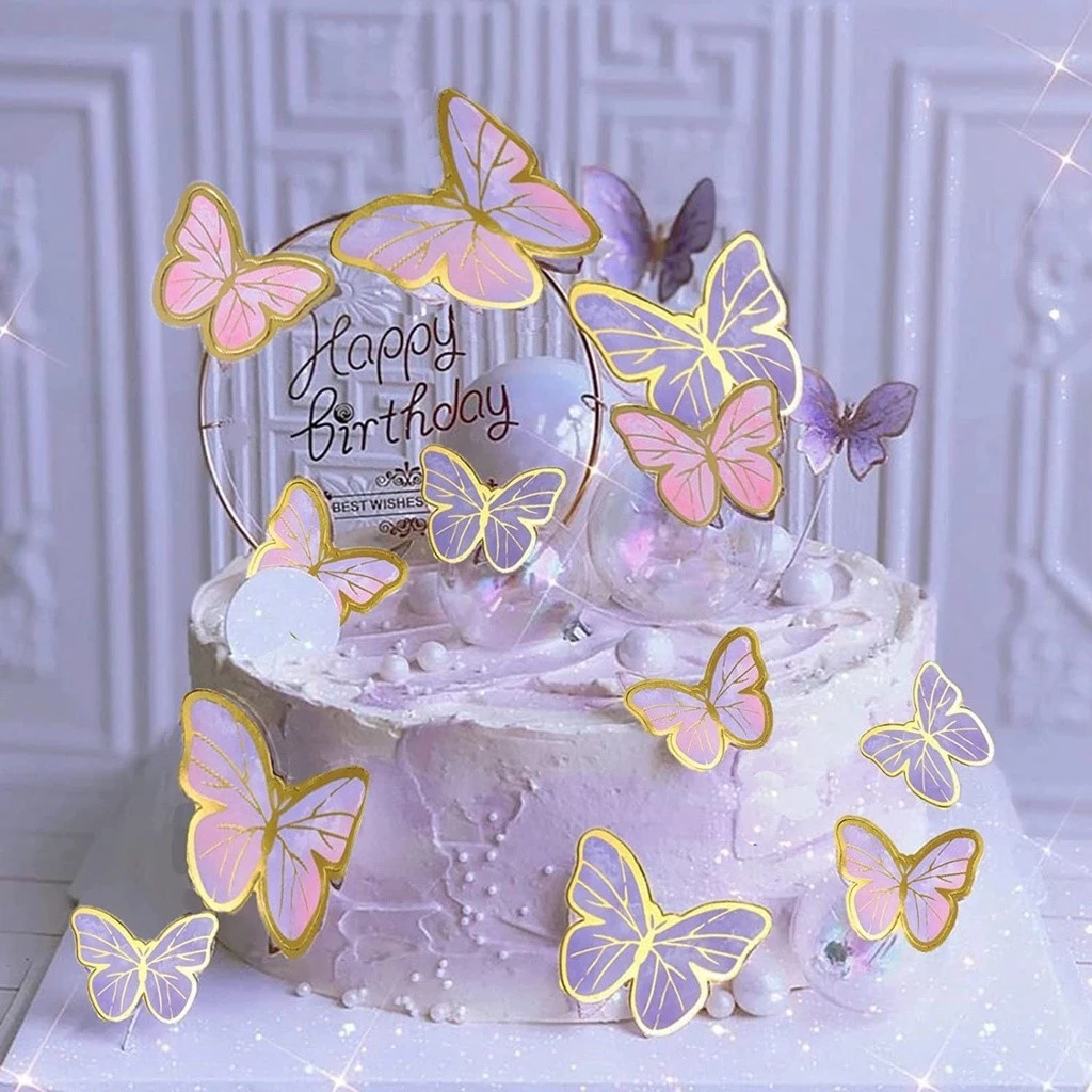 11 ชิ้น / เซต สุขสันต์วันเกิด เค้ก ท็อปเปอร์ ตกแต่งเค้ก แฮนด์เมด ทาสี ผีเสื้อ เค้ก ท็อปเปอร์ สําหรับงานแต่งงาน งานเลี้ยงวันเกิด เบบี้ชาวเวอร์