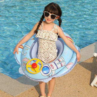Aoduoyaya ห่วงยางเด็ก รูปร่างเครื่องบิน ด้วยพวงมาลัย ห่วงยางสวมขาเด็ก Baby Swimming Seat