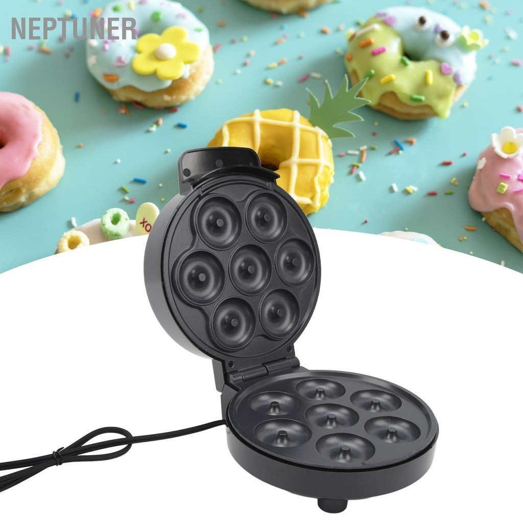 NEPTUNER MINI Donut Maker เครื่องทำโดนัท 7 ชิ้นป้องกัน Stick ไฟฟ้า เครื่อง US Plug 110V