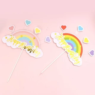 🦄 พร้อมส่ง จากไทย 🌈 ป้ายปักเค้ก ป้ายอุปกรณ์ตกแต่งหน้าเค้ก ยูนิคอร์น สายรุ้ง ดาว พระจันทร์ C49 DD26 C40