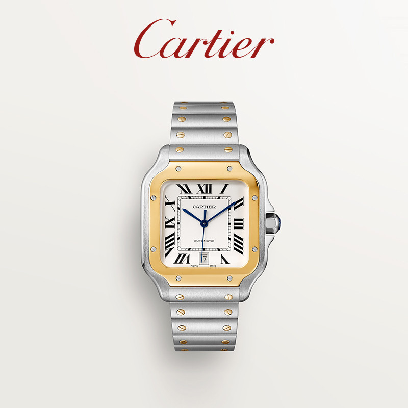 Cartier Cartier Santos นาฬิกาข้อมือ สายสแตนเลส สีทอง แบบเปลี่ยน