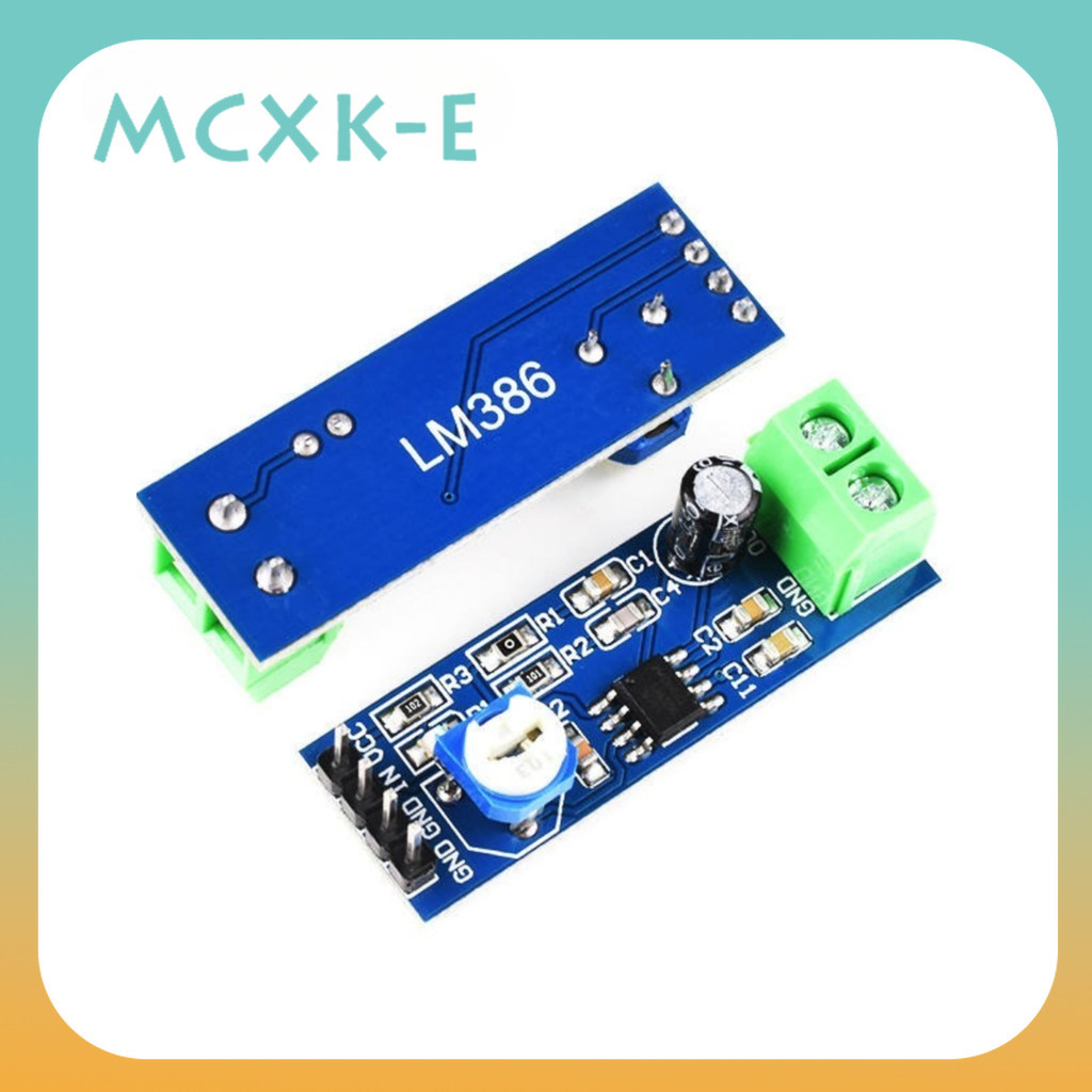 Mcxk-e LM386 โมดูลขยายเสียง 200 เท่า โมโนเพาเวอร์แอมป์ 5V-12V อินพุต