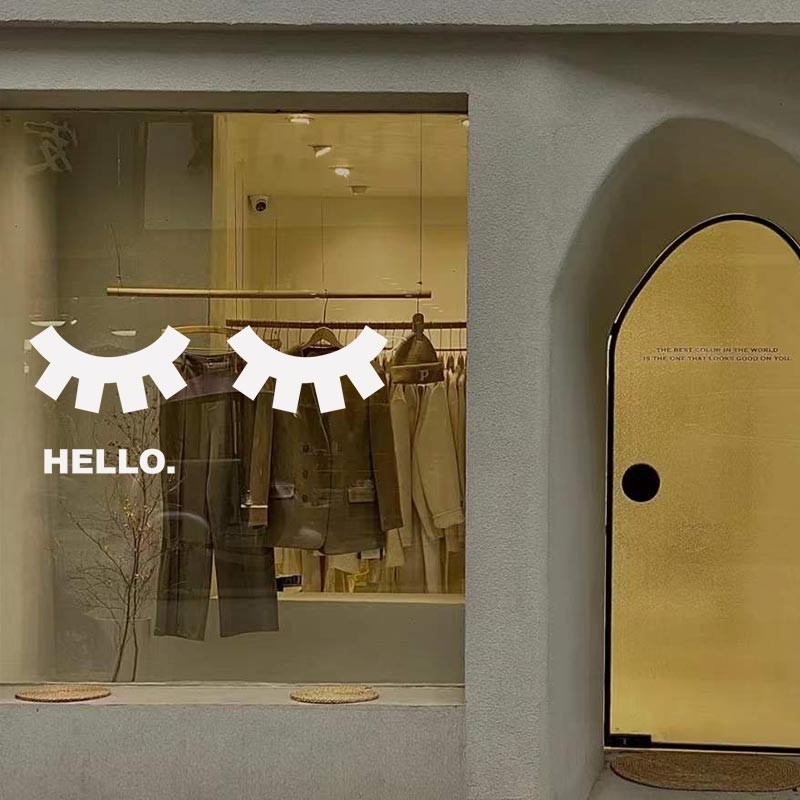 สติกเกอร์ติดผนัง ลาย Hello English แบบรูกลวง สําหรับร้านเสื้อผ้า