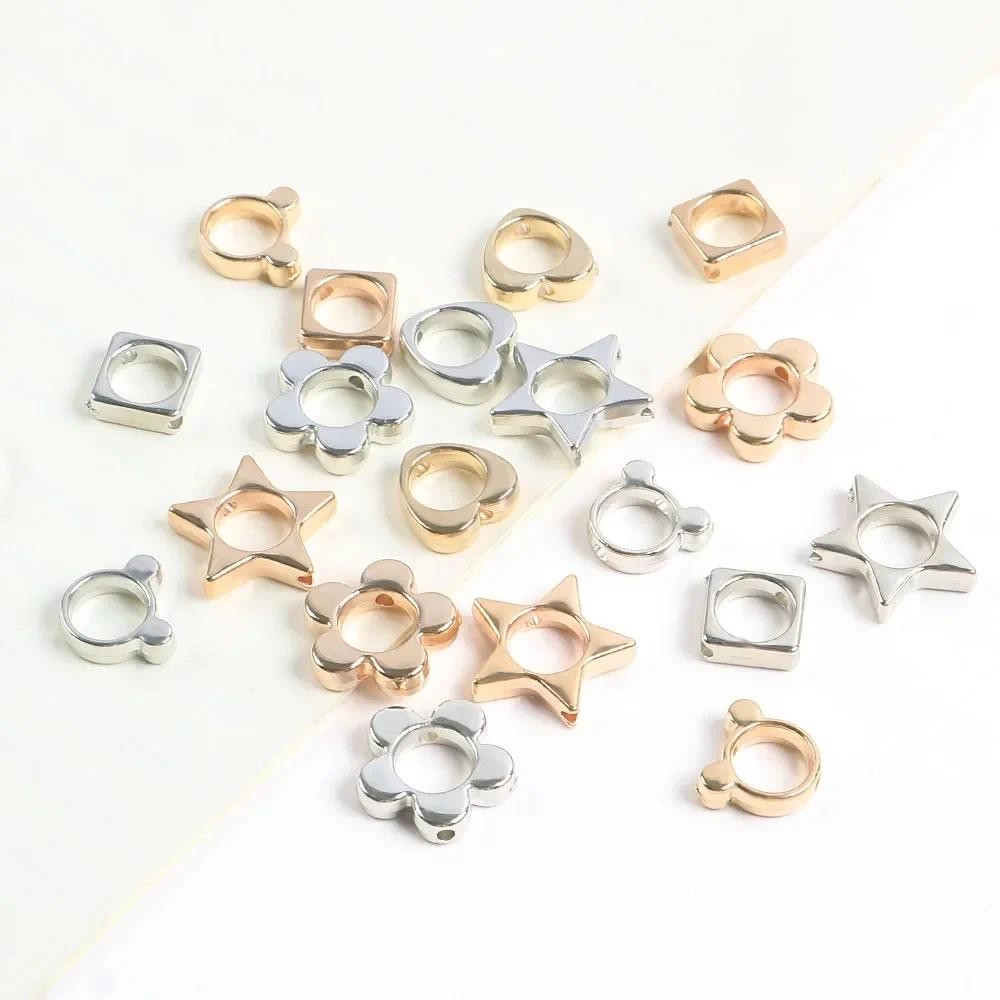 30pcs Rhodium Gold CCB หลวม Spacer ลูกปัดดอกไม้ Star ลูกปัด Charm สําหรับสร้อยคอสร้อยข้อมือต่างหู DIY เครื่องประดับทํา Craft