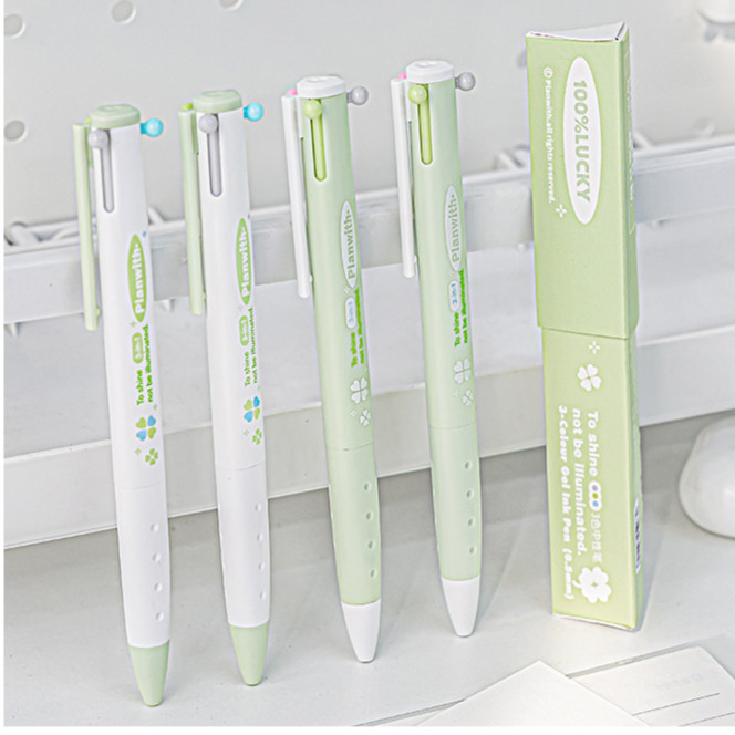Planwith Triangle Multi Color Gel Pen สีม่วง 3 สี 0.5 มม. Clover Press Neutral Pen
