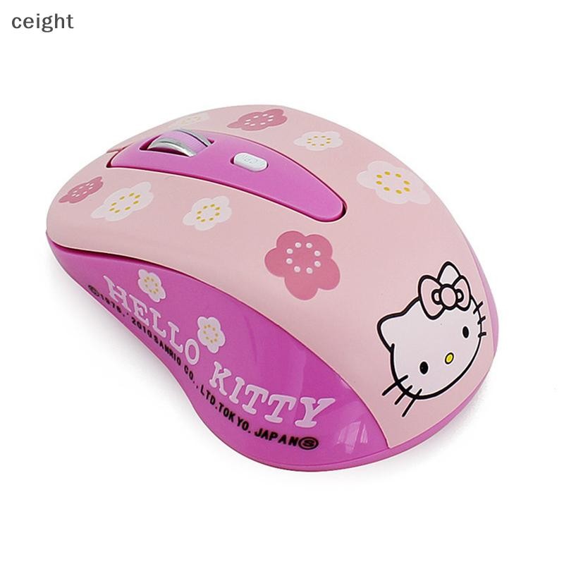 [ceight] 2.4g เมาส์คอมพิวเตอร์ไร้สาย Ergonomic Silent Creative Mouses Hallo Kitty เมาส์น่ารักสาวสีชมพูของขวัญสําหรับแล็ปท็อป PC MAC คอมพิวเตอร์ TH