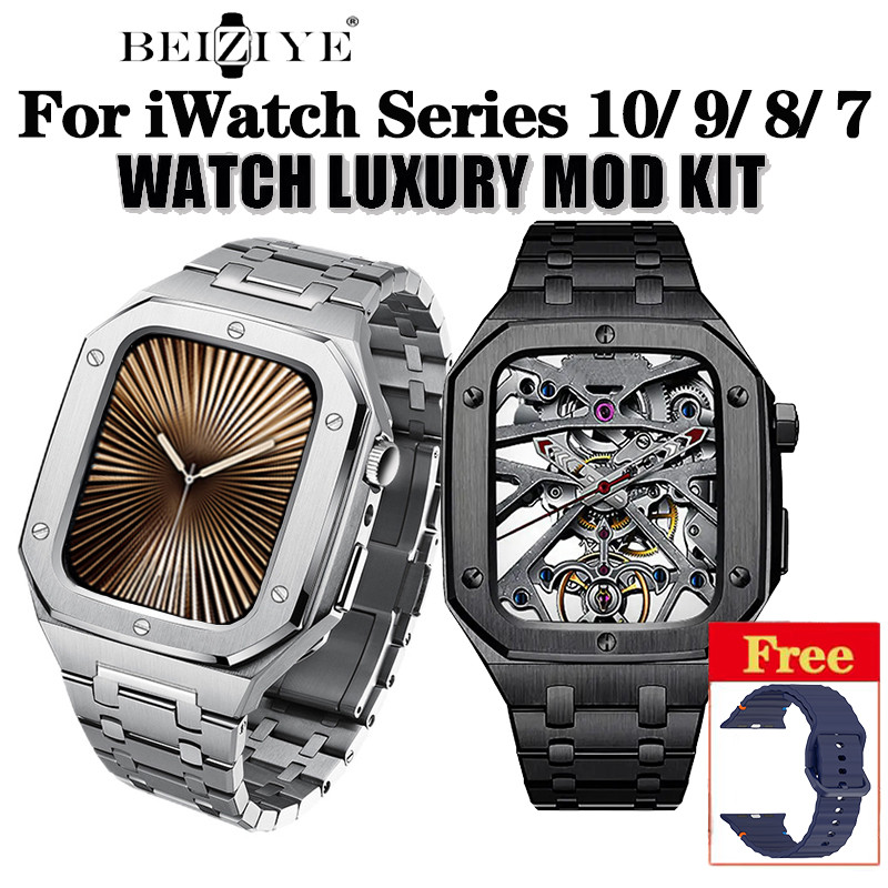 Luxury Modification Kit สําหรับ iWatch Series 10 46 มม.Mod ชุดโลหะสแตนเลสสําหรับ iWatch Series 9 8 7 6 5 4 45 มม./44 มม.อุปกรณ์เสริม