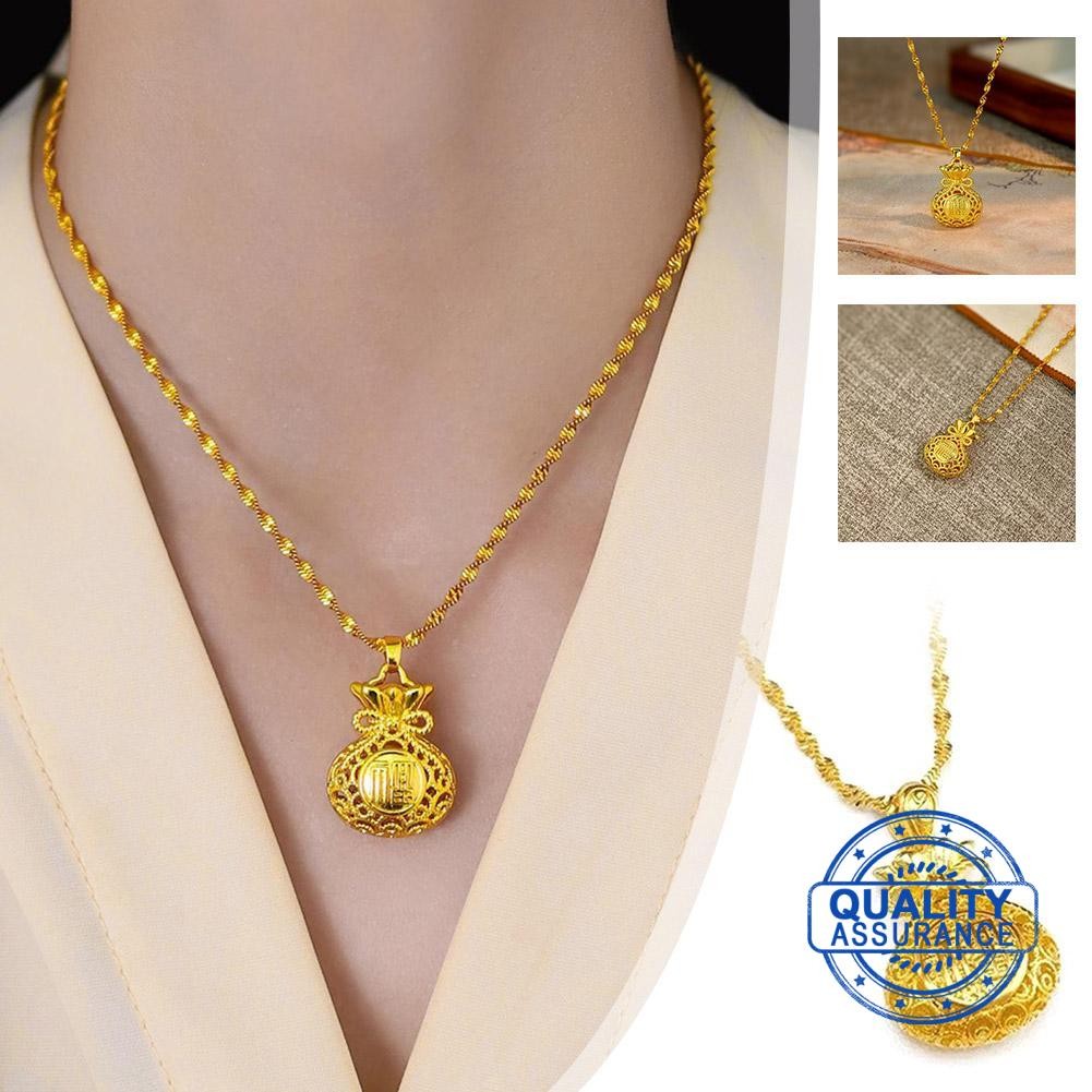 Fortune Bag จี้สร้อยคอ Vintage Hollowed Out กระเป๋าเงินหญิงแฟชั่นอุปกรณ์เสริม O8c3