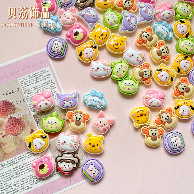 [100ในสต็อก] เครื่องประดับเรซินหัวซานริโอเงา DIY ครีมเจลเคสโทรศัพท์กิ๊บติดผมรองเท้าหลุมอุปกรณ์ดิสนีย์