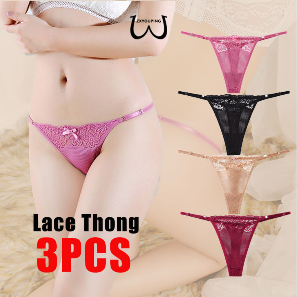 Zxyouping 1/3 ชิ้นผู้หญิงเซ็กซี่ลูกไม้ทองกางเกง,ต่ําเอว G-string,T กลับชุด,ลูกไม้ Hollow Out โปร่งใส Temptation ปรับต่ําเอวชุดชั้นในไร้รอยต่อชุดชั้นใน SL