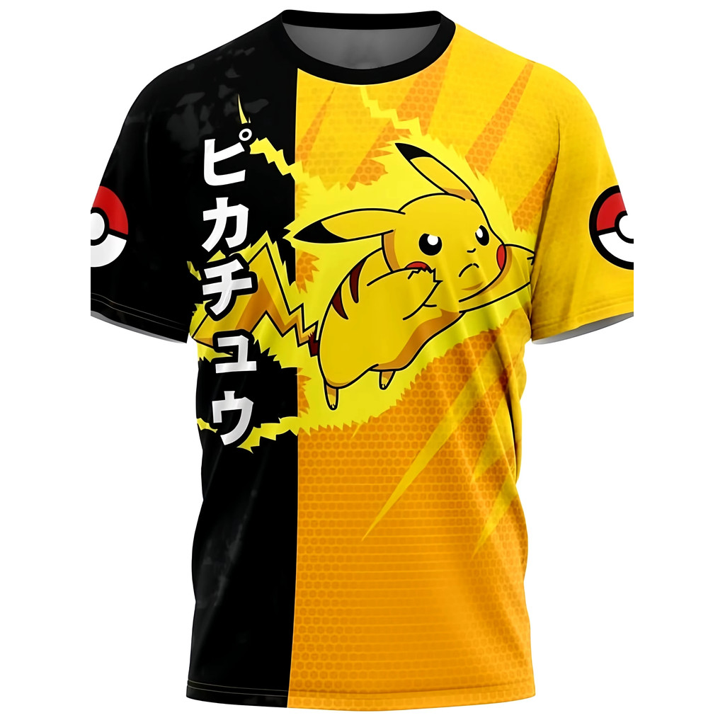 Miniso Pikachu 3D พิมพ์ T เสื้อสําหรับชายการ์ตูนแขนสั้นเด็กชายและเด็กหญิงเสื้อผ้า O-คอ Tees ฤดูร้อน 