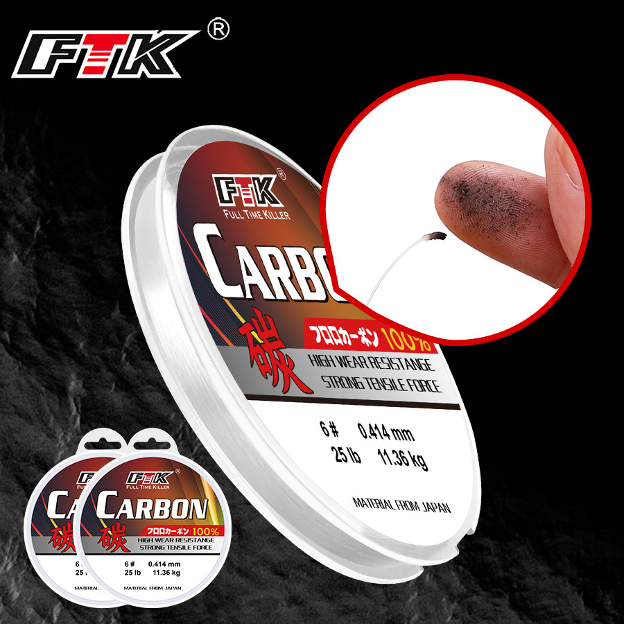 Ftk 100M Leader Line 100% สายตกปลาฟลูออโรคาร์บอนเครื่องมือตกปลาทะเล 5lb-25lb