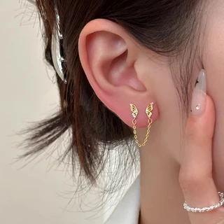 Roselife 1 Pc Silver Shining คริสตัลผีเสื้อสกรูต่างหูสําหรับผู้หญิงแฟชั่น Pierced หู Studs
