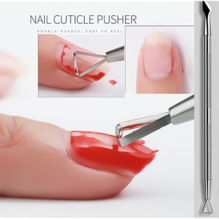 ที่ดันหนังกําพร้า แบบสเตนเลส สองหัว สีเงิน สําหรับทําเล็บมือ…