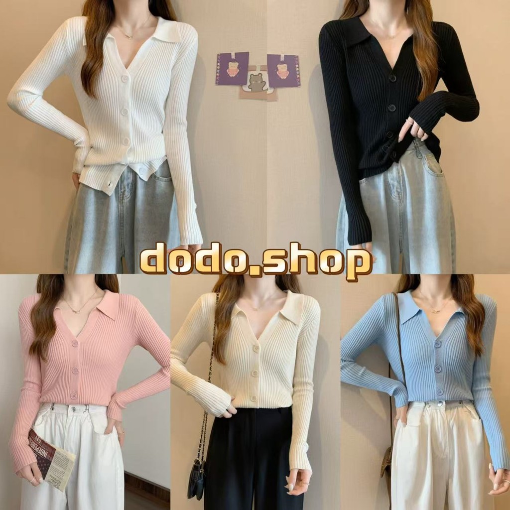 DODO⭐️สินค้าพร้อมส่ง⭐️เสื้อไหมพรมสีสวยสด ผ้าทอร่อง ผ้านุ่มมากใส่สบาย(13088)