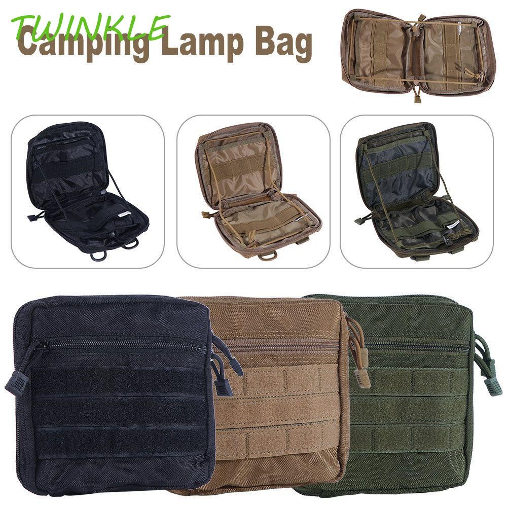 Twinkle1 เต็นท์กระเป๋าเก็บโคมไฟ,แบบพกพากันน้ํา Camping Light Storage Pouch,ทนทานขนาดใหญ่ความจุหลายกระเป๋า 2 หัวซิป Camping Light เอวแพ็คไฟฉาย