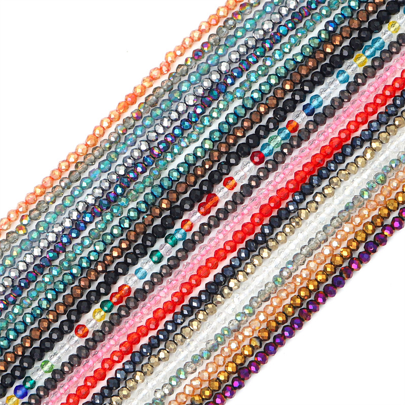 185ชิ้น/ถุง2มิลลิเมตรส่องแสงคริสตัลลูกปัดล้อเหลี่ยมเพชรพลอยลูกปัดแก้วสําหรับต่างหูสร้อยคอ ทําเอง เครื่องประดับทํา - รูปที่ 5