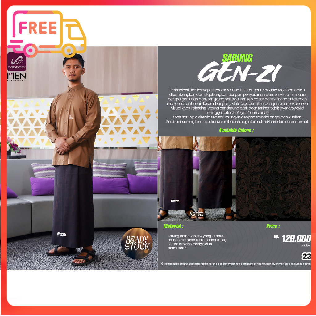 RABBANI ORI Palestine Rabbani Sarong - Gen-Zi SJ4 Al-Muqiit.Shop Sarong