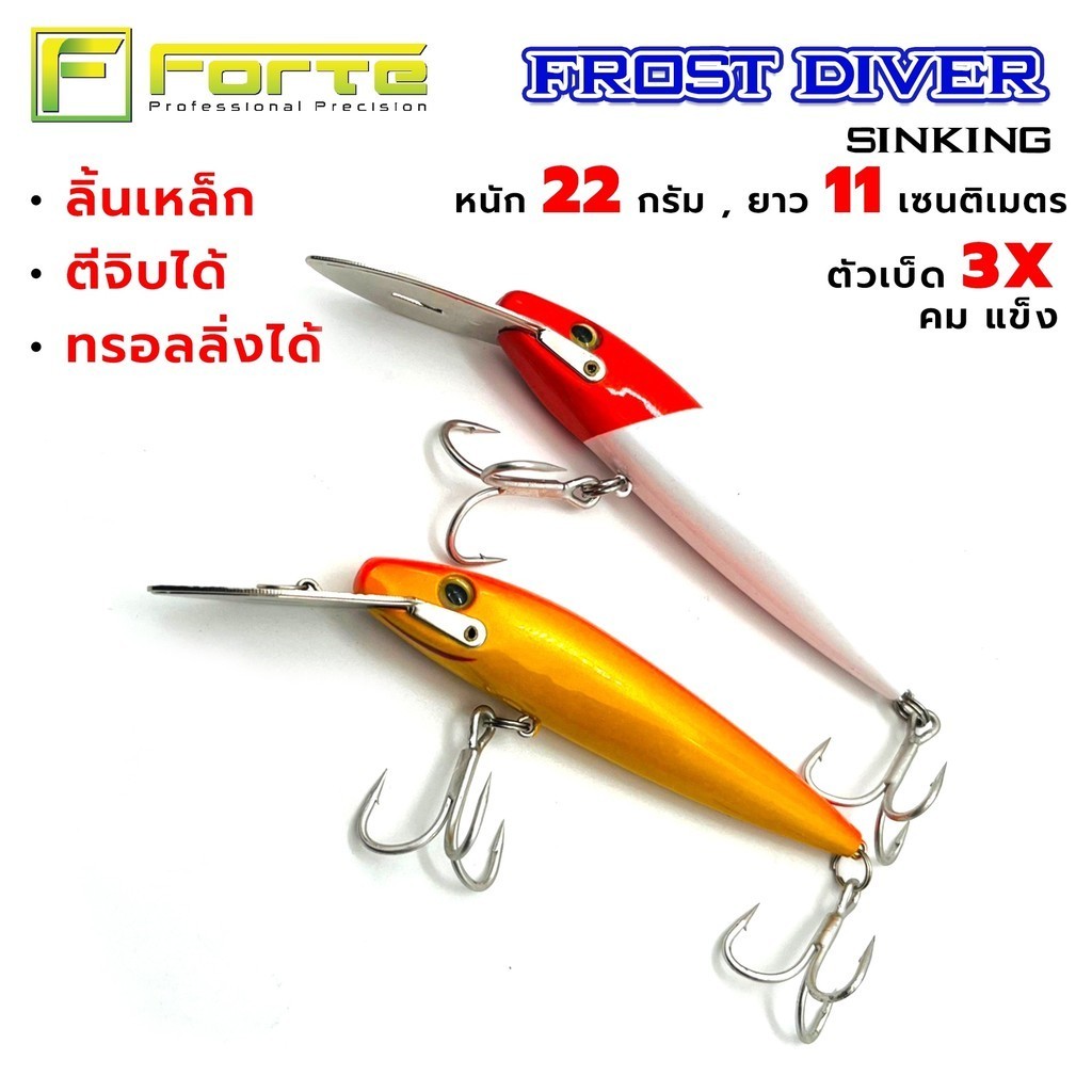 เหยื่อปลอมทรอลิ่ง FRD ลิ้นเหล็ก สีมองเห็นได้ระยะไกลแม้อยู่ในน้ำที่มีความลึก ตัวเบ็ด 3X แข็งแรง ราคา ถูกที่สุด ดีลบีเคเค