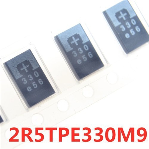 10 ชิ้น SMD Tantalum Polymer Capacitors 2R5TPE330M9 2.5V 330UF POSCAP Polymer Capacitance,รับประกันค