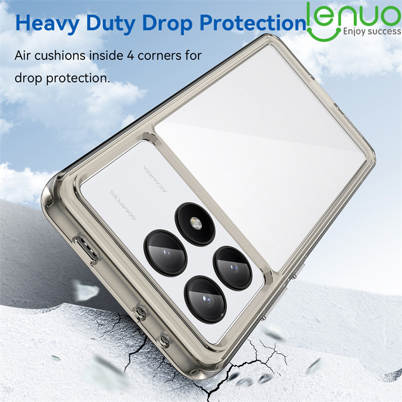 Lenuo เคสโทรศัพท์ PC TPU แบบใส กรอบกันกระแทก สําหรับ Xiaomi Poco F6 X6 M6 Pro 5G 4G Case