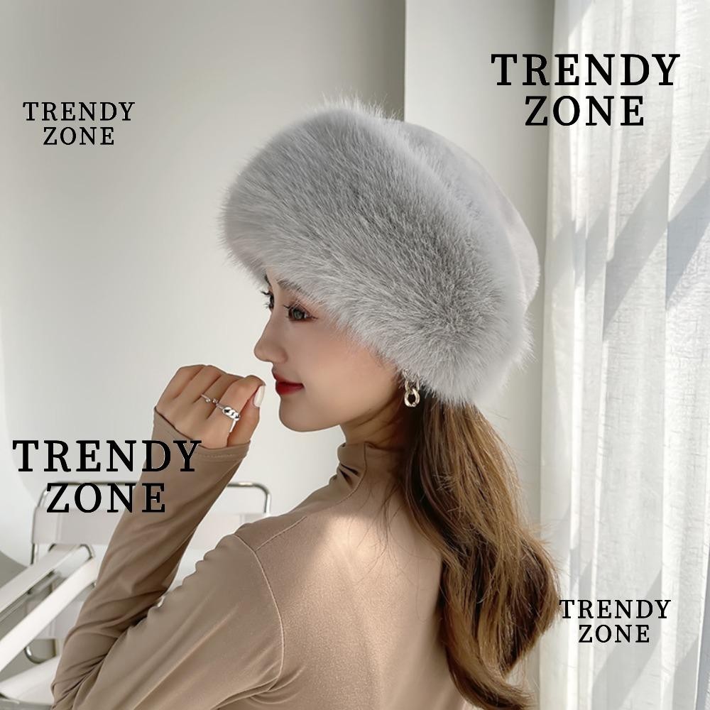 Trendyzone หมวกเบเร่ต์ ขนมิงค์เทียม แบบสวมหัว ใส่สบาย ให้ความอบอุ่น แฟชั่นฤดูหนาว สําหรับผู้หญิง