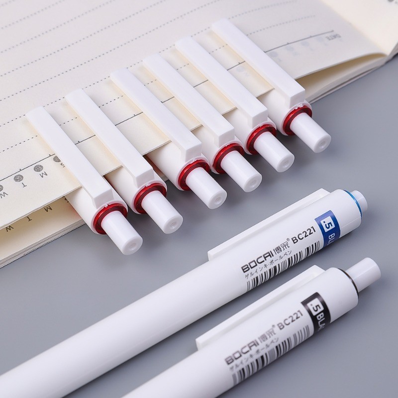 ปากกาหมึกเจล แบบกด แห้งเร็ว 0.5 มม. สีดํา แดง น้ําเงิน สําหรับโรงเรียน สํานักงาน เครื่องเขียน - รูปที่ 5