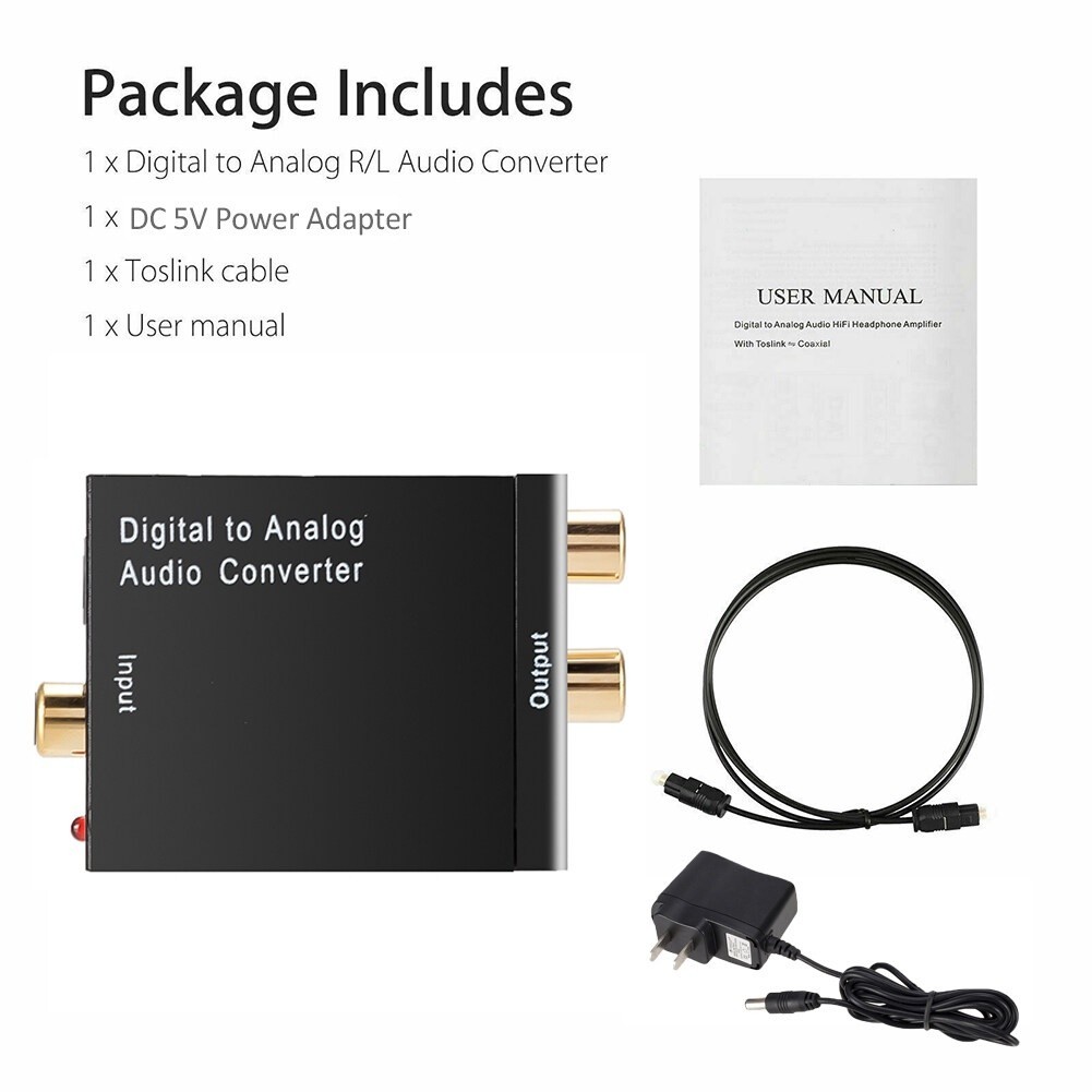 Optical Coaxial Toslink ตัวแปลงสัญญาณดิจิตอลเป็นอนาล็อก RCA L/R สเตอริโอเสียงอะแดปเตอร์ Digital to Analog converter DAC