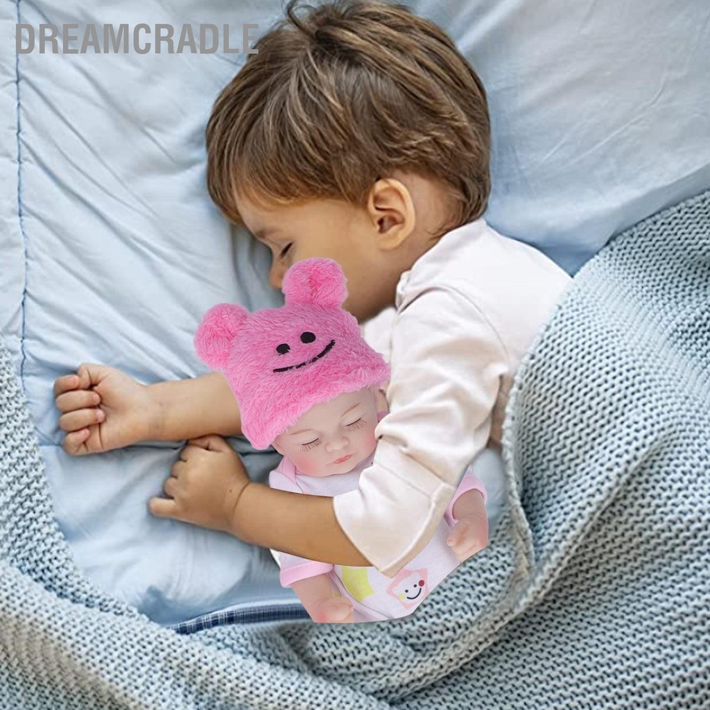 DreamCradle 10in ตุ๊กตาทารกแรกเกิดชุดล้างทำความสะอาดได้ Emulational Soft ซิลิโคนตุ๊กตาเด็กนอนพร้อมผ้าห่มเสื้อผ้า