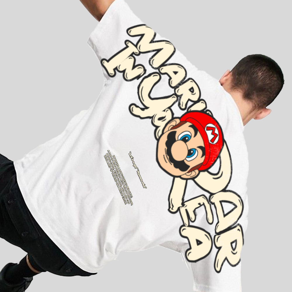 BSL-67 เสื้อยืดผู้ชายและผู้หญิงแขนสั้น "M IN UR AREA" motif - การพิมพ์ดิจิตอล - หวีผ้าฝ้าย - ลําลอง 