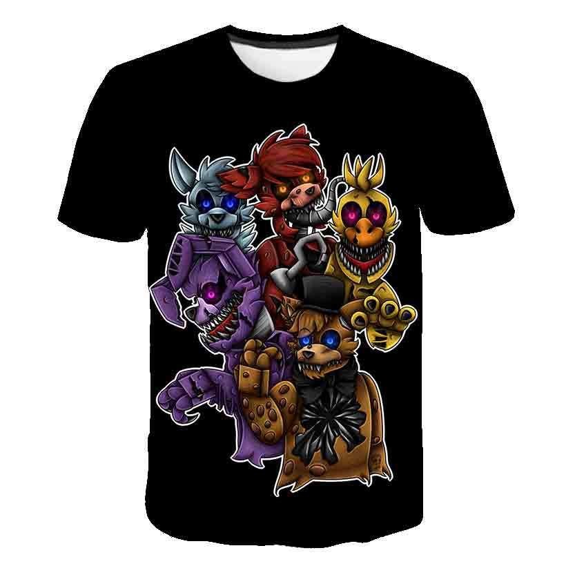 NEW Five Nights At Freddy's FNAF เสื้อยืดคอกลม พิมพ์ลายอนิเมะ 3 มิติ แฟชั่นฤดูร้อน สําหรับเด็กผู้ชาย และเด็กผู้หญิง