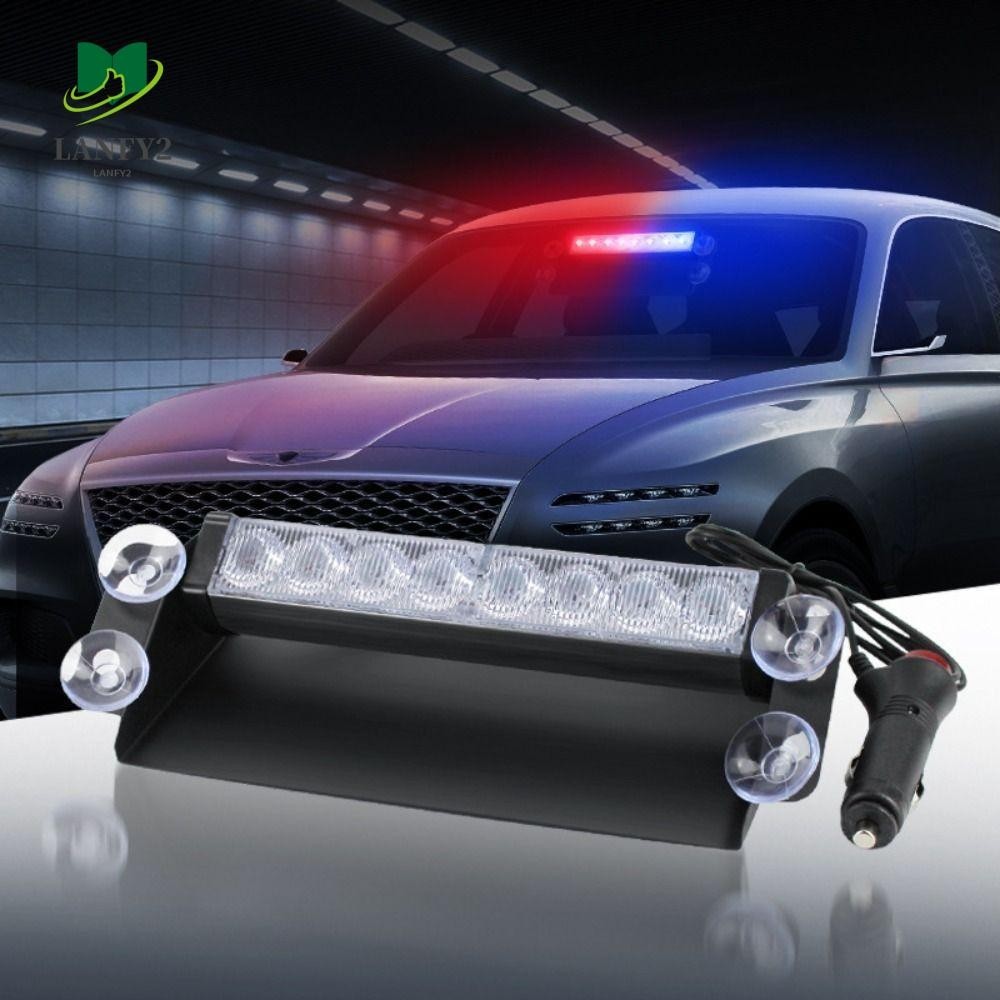 Alanfy ไฟกระพริบเตือนฉุกเฉิน LED 8 ดวง 12V 8 ดวง ทนทาน สําหรับติดกระจกหน้ารถยนต์
