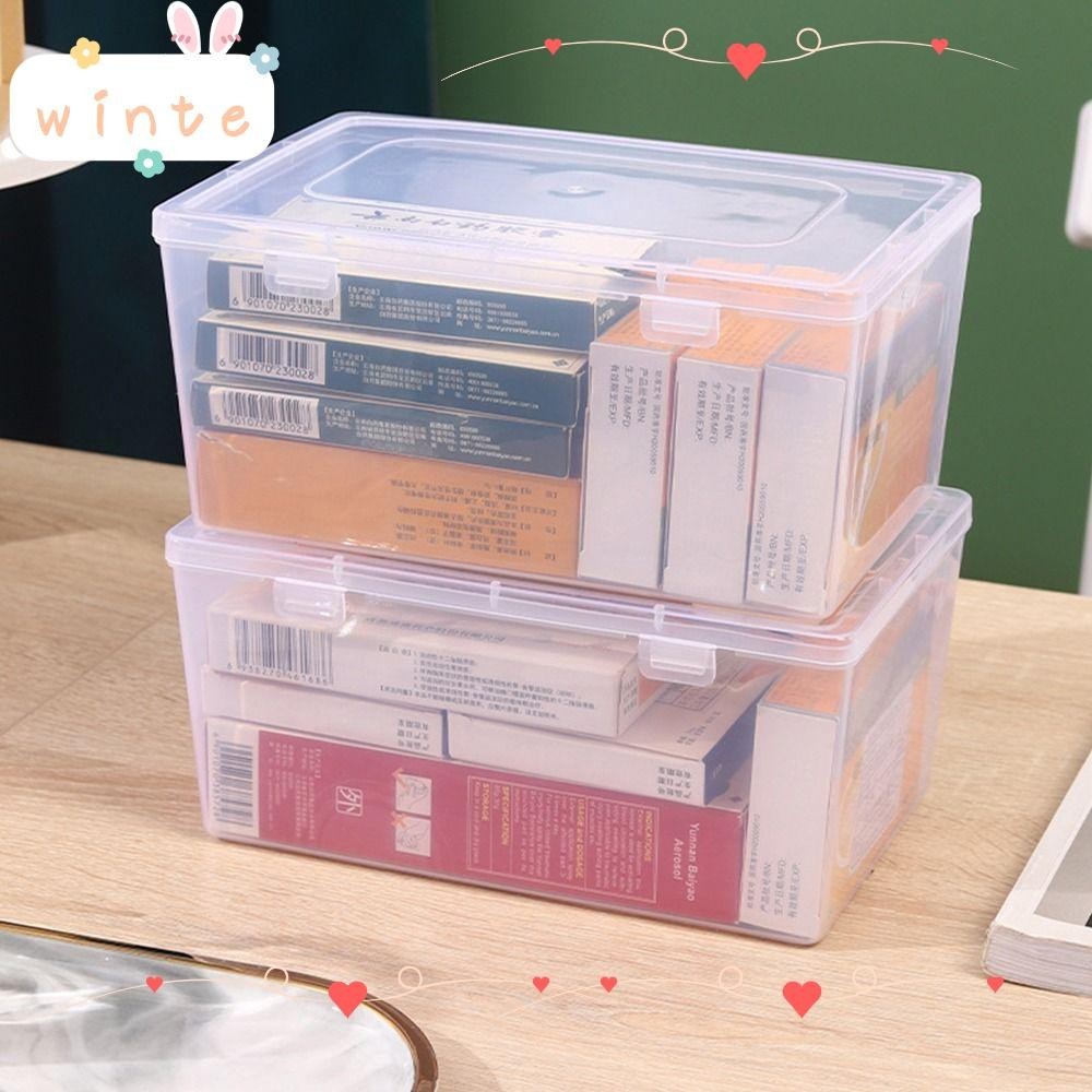 Winte กล่องพลาสติกใส ขนาดเล็ก แบบพกพา กันฝุ่น สําหรับเก็บยา เครื่องประดับ ต่างหู เครื่องสําอาง 1 ชิ้น