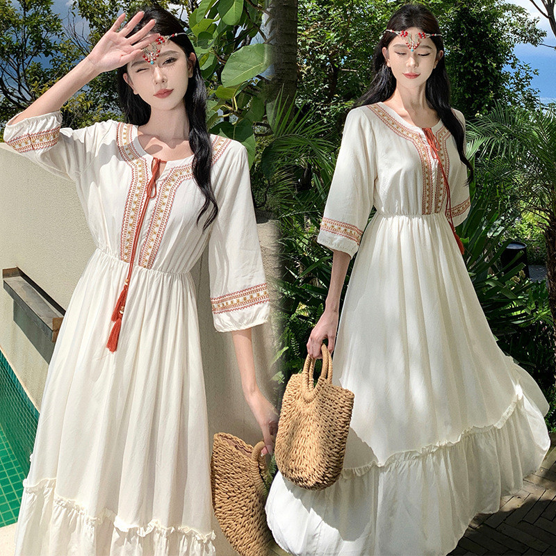 ติดตามรับส่งฟรี✨สต็อกพร้อม✈สูทสาวฮอต✨ชุดเดรสสไตล์เกาหลี✨ใส่ริมทะเล✈Dali er Sea Photo Skirt Western D