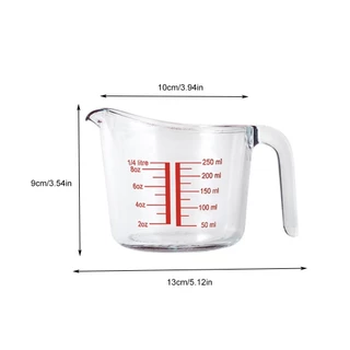 แก้วตวง ถ้วยตวงแก้ว 250 ml / 8 ออนซ์ ทำจากแก้-วอย่างหนา ทนความร้อนสูง ทนทาน Measuring cup + มีช้อน