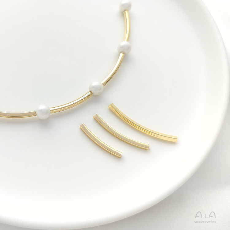 14K Gold-Clad Color-Preserve Square Elbow Hand-Beaded Square Tube ฟิตติ้ง diy สวมสร้อยข้อมือสร้อยคอ