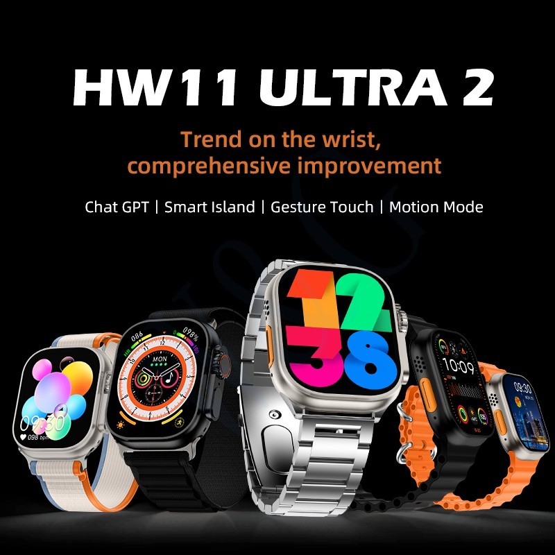 ใหม่ Ultra 2 สมาร์ทวอทช์ 2024 HW11 Ultra2 NFC ChatGPT 1GB เครื่องเล่นเพลง BT Call Series 9 HW11 Ultra2 สําหรับผู้ชาย BNLJ