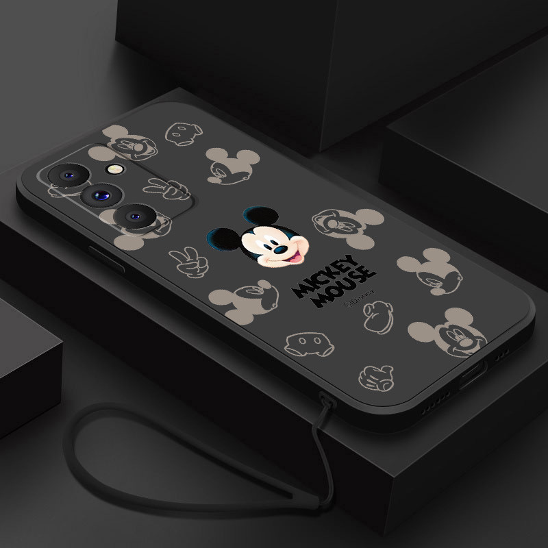 เคสโทรศัพท์มือถือ ซิลิโคน กันกระแทก ลายการ์ตูนมิกกี้เมาส์ตลก พร้อมสายคล้อง สําหรับ Samsung Galaxy A55 A35 5G A05s A05 M34 M15 5G