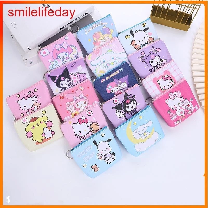 กระเป๋าใส่เหรียญและกุญแจ Cinnamon Dog จาก Sanrio แบบPU สไตล์การ์ตูน สำหรับเด็กผู้หญิง