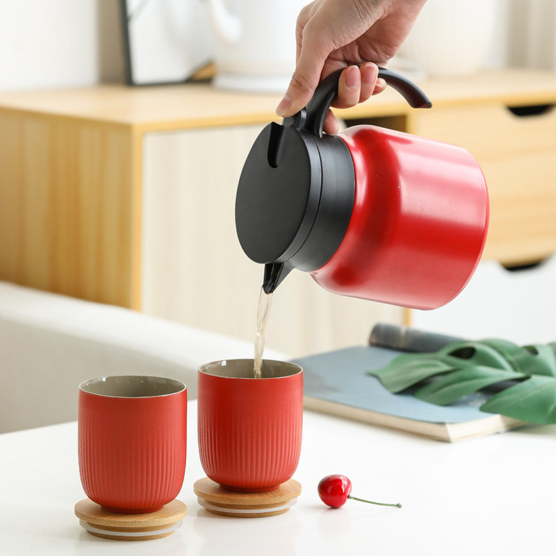 แก้วน้ำเย็น เครื่องกรองชา เกรด 316 แก้วเก็บความเย็นมีหูจับ กระบอกน้ำวามเย็น ของใช้ในครัวเรือน สําหรั