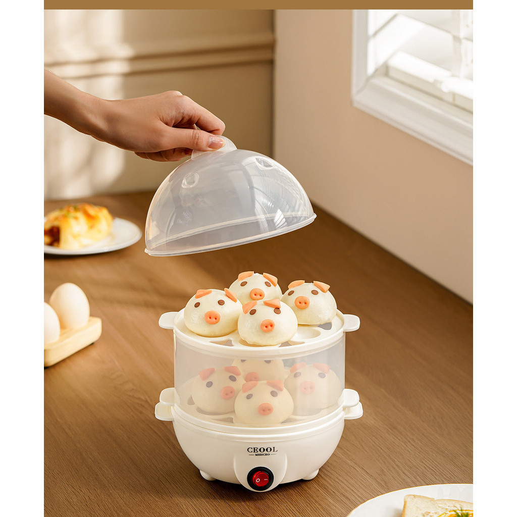 หม้อนึ่งไข่ไฟฟ้า Mini Egg Steamer Home Egg Cooker หม้อหุงไข่ปิดเครื่องอัตโนมัติ เครื่องทําอาหารเช้าสแตนเลส หม้อหุงไข่ไฟฟ้าขนาดเล็กมัลติฟังก์ชั่น