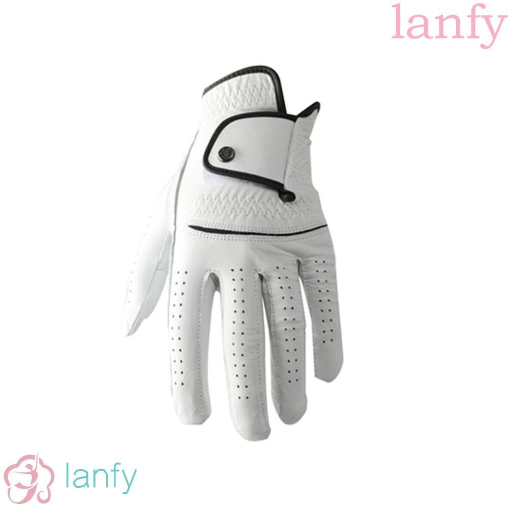 Lanfy ถุงมือกอล์ฟหนังแกะ แบบนิ่ม กันลื่น ระบายอากาศได้ดี สีขาว สําหรับผู้ชาย