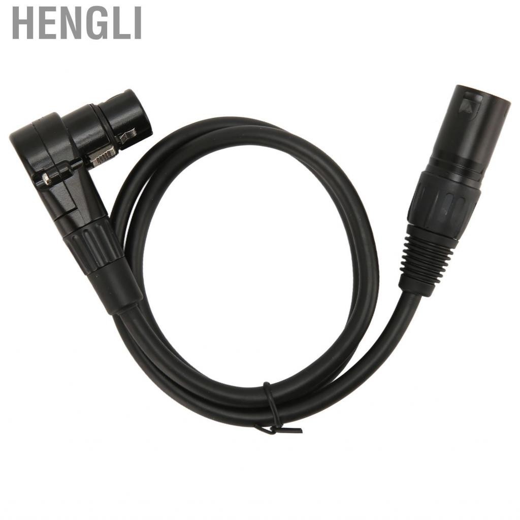 Hengli XLR ตัวผู้ถึงสายเคเบิลไมโครโฟนตัวเมียมุมขวา 3 พิน OFC ชุบเงินดำเนินการใหม่